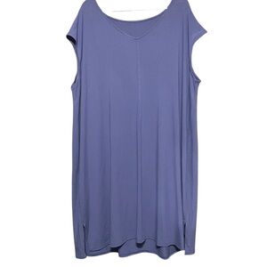 Eileen Fisher Bateau Neckline Viscose‎ Jersey Sleeveless Midi Dress Blue Size 3X